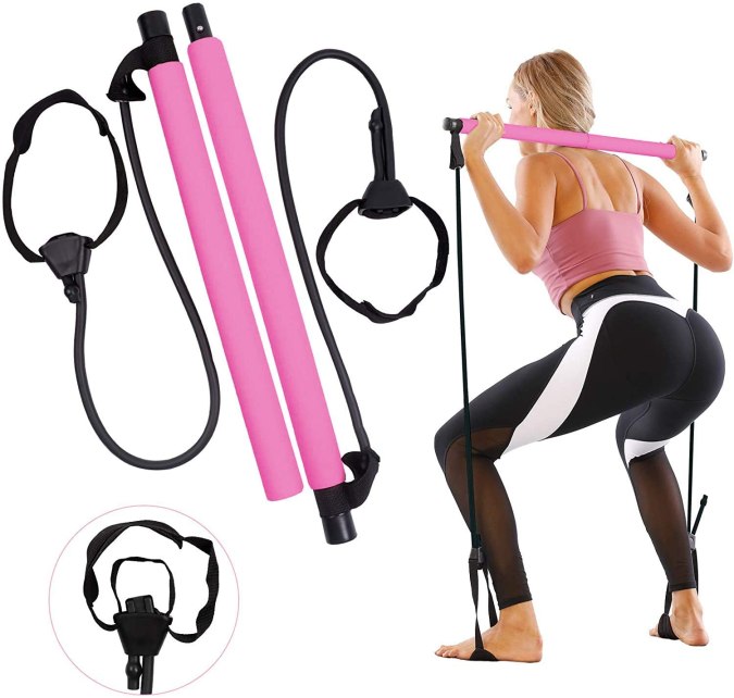 barra con ligas para hacer pilates en casa