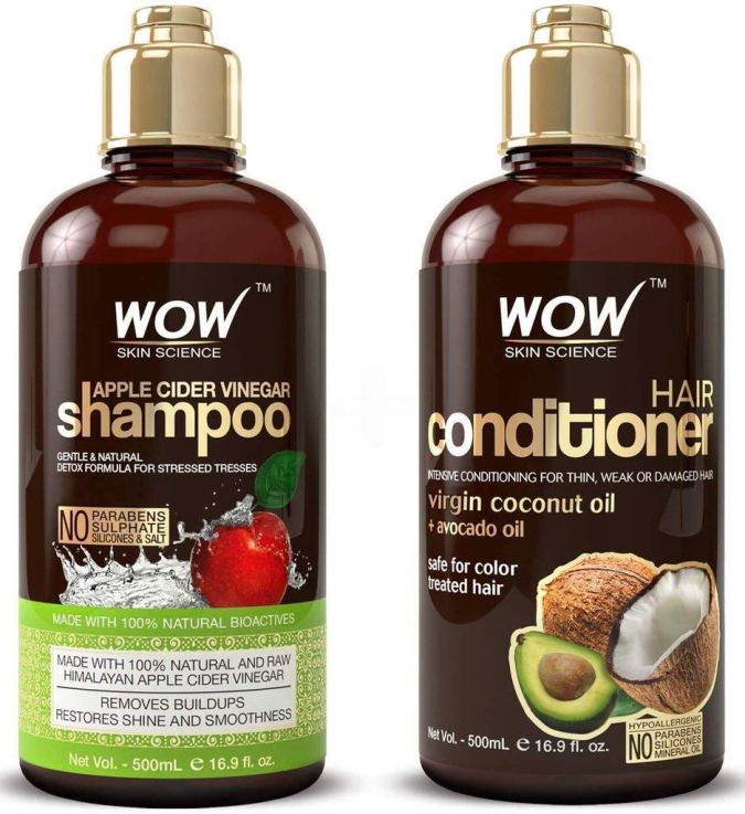 Shampoo de vinagre de manzana de la marca WOW con acondicionador