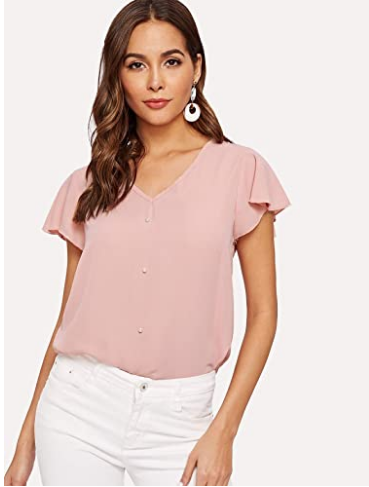blusa rosa con manga corta