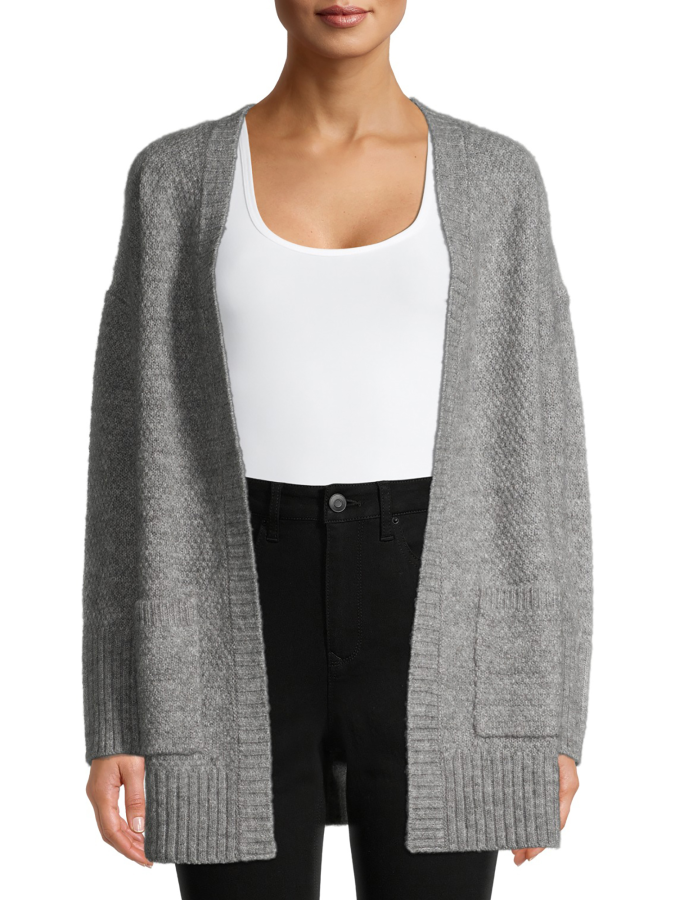 cardigan largo y tejido