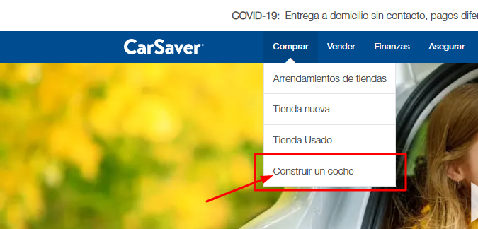 Construye un coche en página web de CarSabver