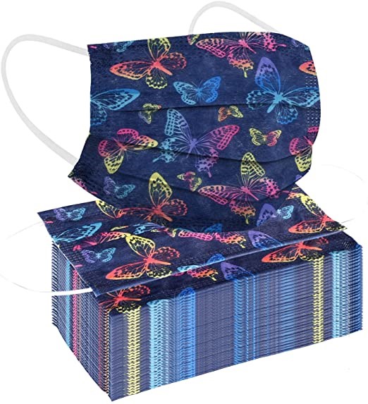 mascarilla de mariposas y diseño denim