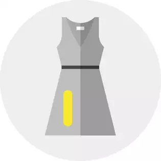 vestido con etiqueta amarilla