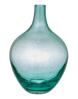 jarrón de vidrio color turquesa