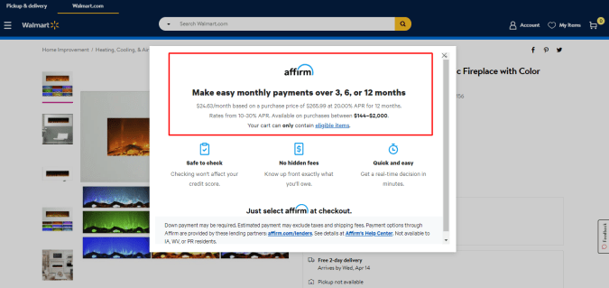 servicio de financiamiento de walmart