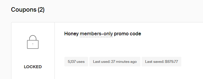 Pantalla para generar cupón en Honey