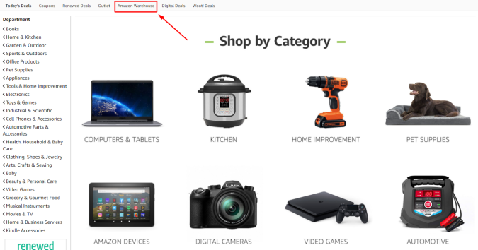 amazon warehouse web