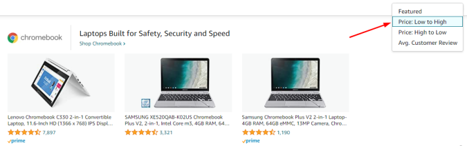 filtrar resultados en amazon