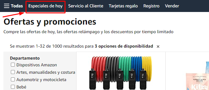 sección de promociones en amazon