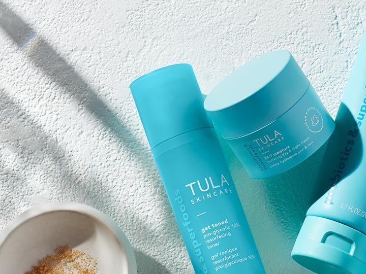 productos de Tula Skincare con probioticos