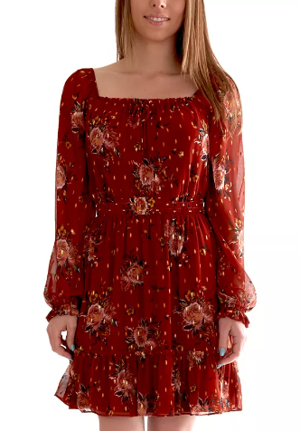vestido rojo floreado