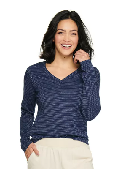 Blusa azul con cuello en V Sonoma Goods For Life