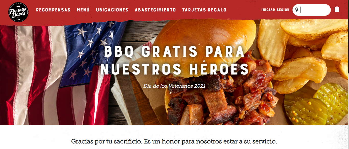 Promoción de veteranos de Famous Dave's