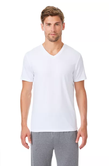 Franela blanca cuello en V para hombres CoolKeep