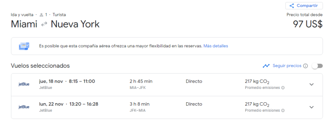 Sistema de pasajes económicos Google Flights