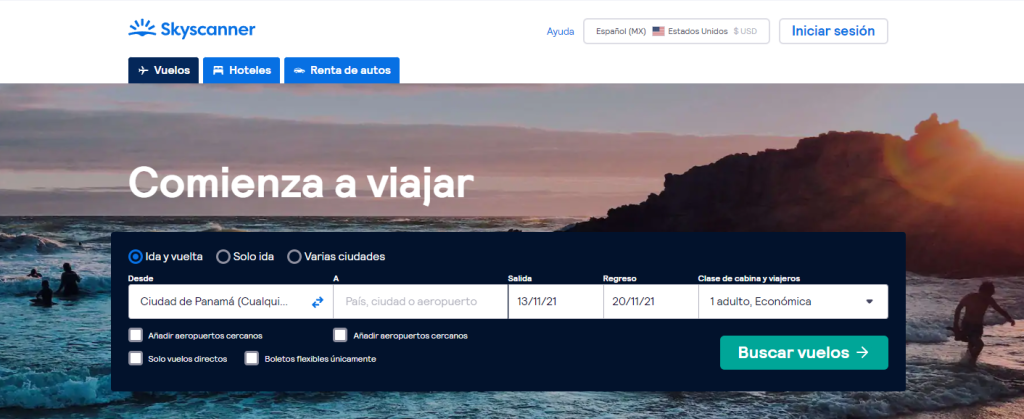 Rastreador de pasajes aéreos Sky Scanner