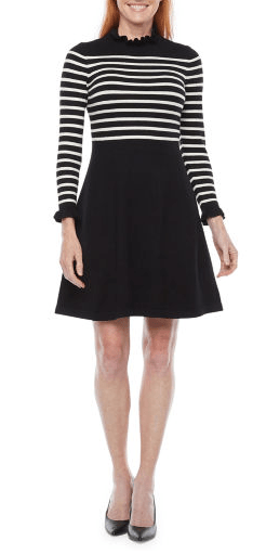 Vestido con falda negra y top de rayas blancas y negras Jessica Howard