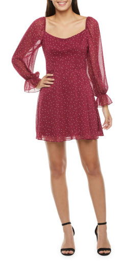 Vestido vinotinto corto con pecho descubierto B Smart Juniors