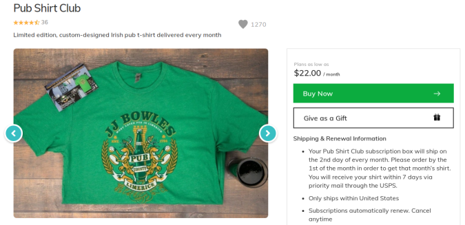 Caja de regalo por suscripción de franelas