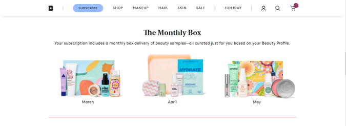 Caja de regalo por suscripción de productos de cuidado personal