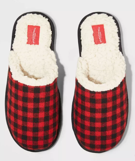 Pantuflas rojas con estampado a cuadros negros Wondershop