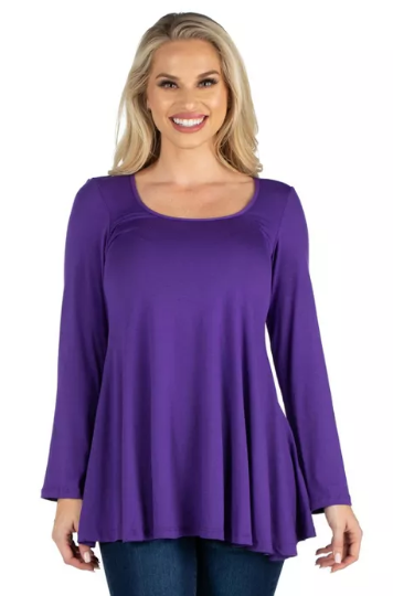 Túnica larga con volado frontal y manga largas 24seven Comfort Apparel