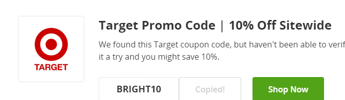 Cupón de descuento en la web de Target