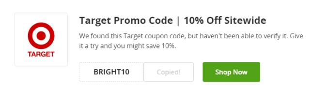 Cupón de descuento en la web de Target