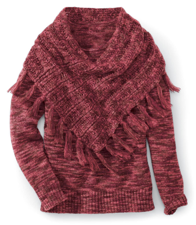 Conjunto de suéter y bufanda con flecos NorthStyle