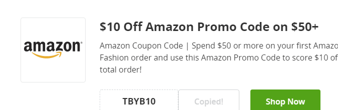 Cupón de 10 dólares en amazon