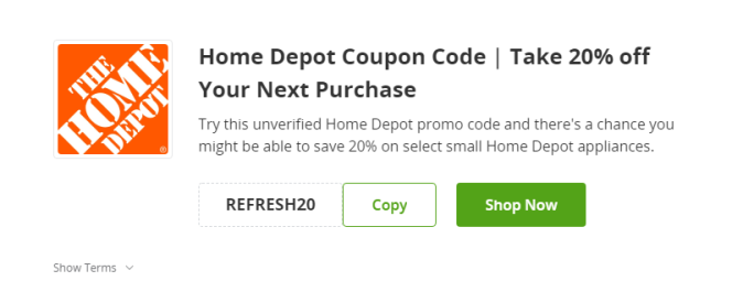 Cupón de descuento en The Home Depot