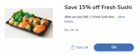 Cupón de sushi en Kroger