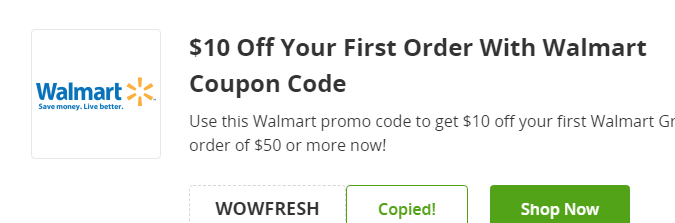 Cupón de $10 de descuento en Walmart