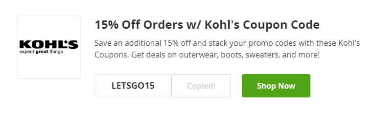 Cupón de 15% de descuento adicional en Kohl's