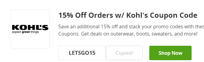 Cupón de 15% de descuento adicional en Kohl's