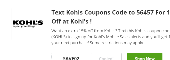 15% de descuento en Kohls