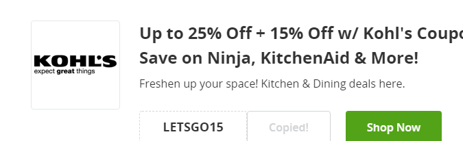 Cupón de 25% más 15% de descuento en Kohl's