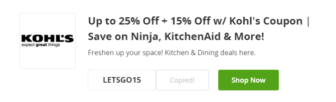 Cupón de 25% más 15% de descuento en Kohl's