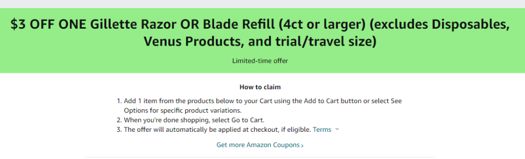 $3 de descuento en hojillas Gillette Amazon