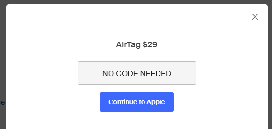 Cupón de descuento de Airtag Apple