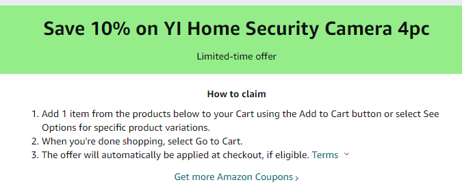 Cupón de 10 de descuento en un sistema de cámaras de seguridad