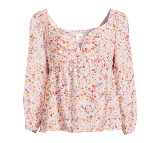 Blusa con escote y estampado floral No Boundaries