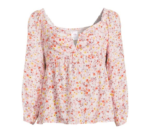 Blusa con escote y estampado floral No Boundaries