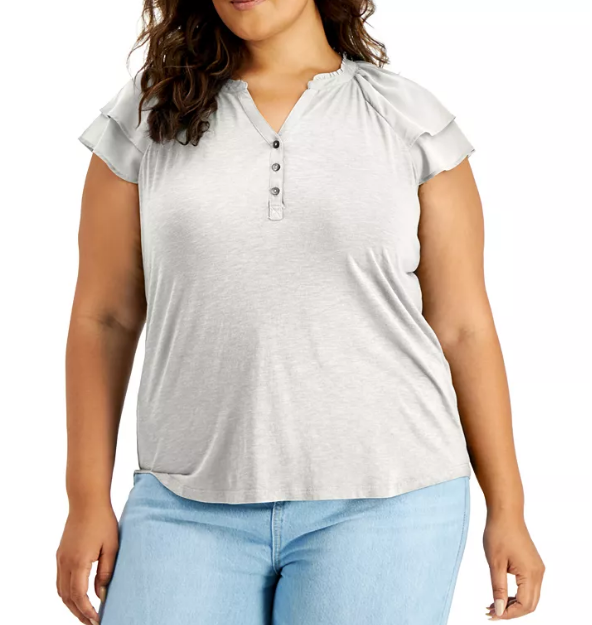 Blusa de talla grande con detalles en mangas Style Co