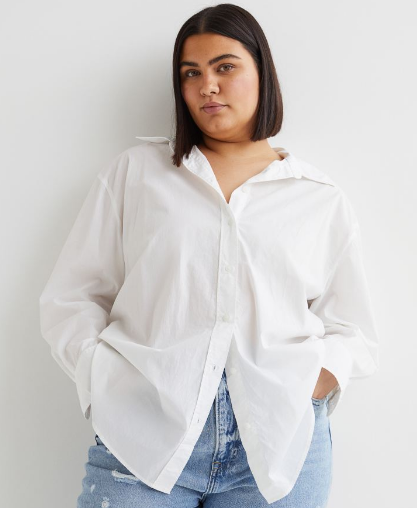 camisa de botones plus size