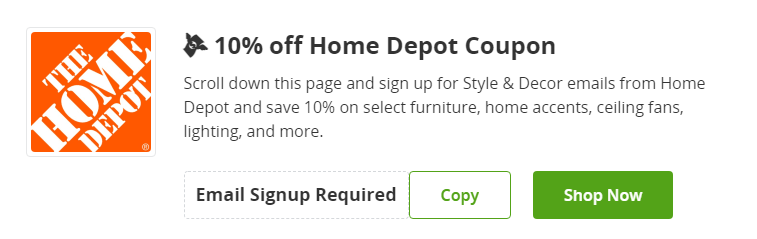 Cupón de 10 de descuento en The Home Depot de Groupon