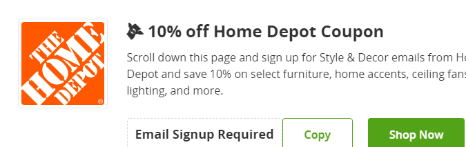 Cupón de 10 de descuento en The Home Depot de Groupon