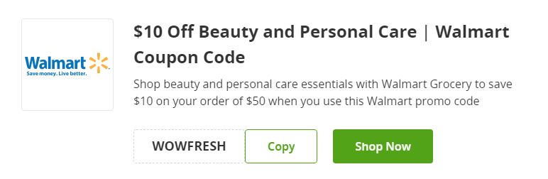 Cupón de $10 de descuento en artículos de belleza personal en Walmart