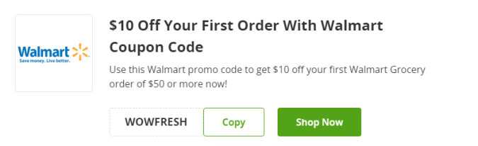 Cupón de $10 de descuento en compras de viveres en Walmart de Groupon