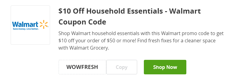 Cupón de $10 de descuento en productos-esenciales para el hogar en Walmart de Groupon